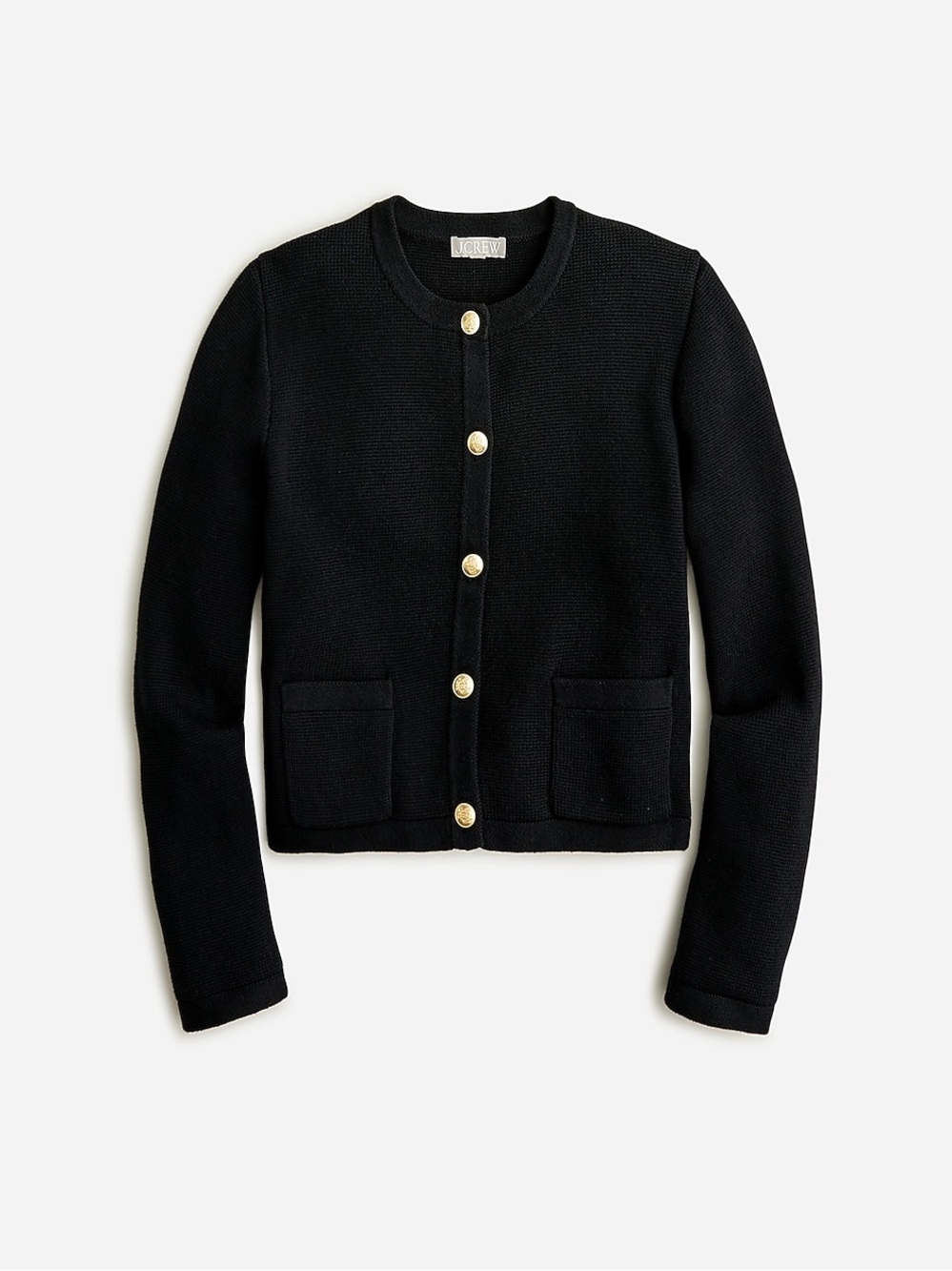 J. Crew Emilie Sweater Lady Jacket in Black Knit Cardigan Gold Buttons Small